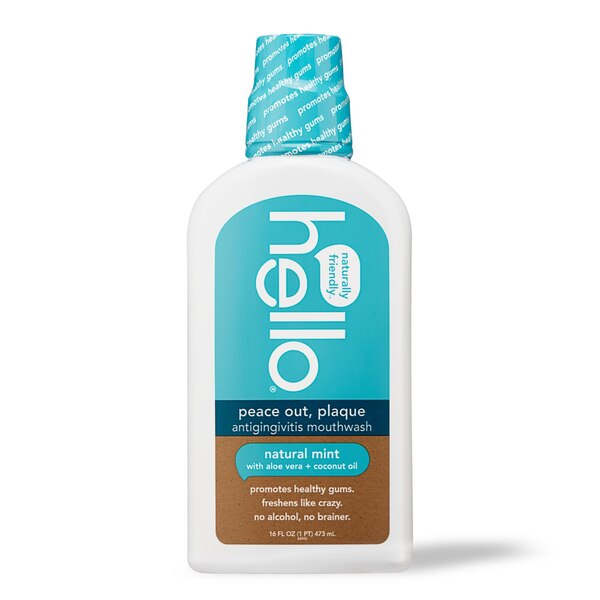 hello Peace Out, Plaque Antigingivitis Mouthwash, Natural Mint, 16 OZ