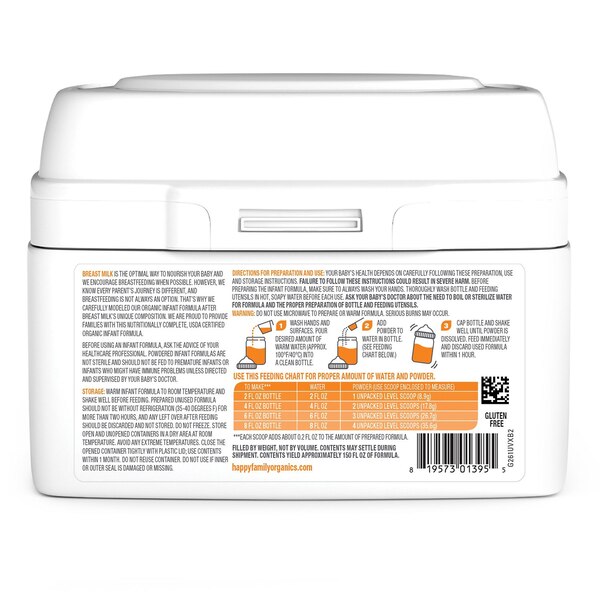 Happy Baby Organic Stage 1 Infant Formula with Iron Powder, 21 OZ