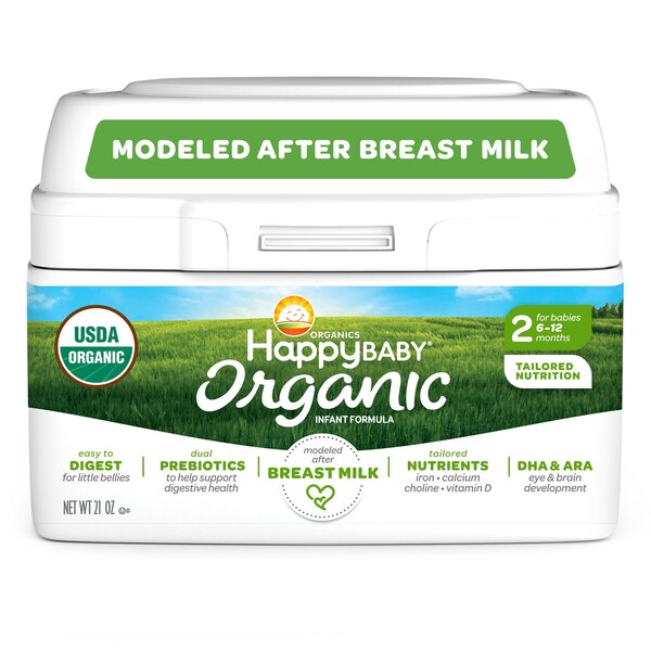 Happy Baby Organic Stage 2 Infant Formula with Iron Powder, 21 OZ