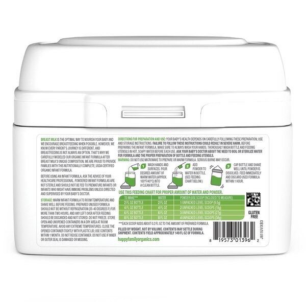 Happy Baby Organic Stage 2 Infant Formula with Iron Powder, 21 OZ