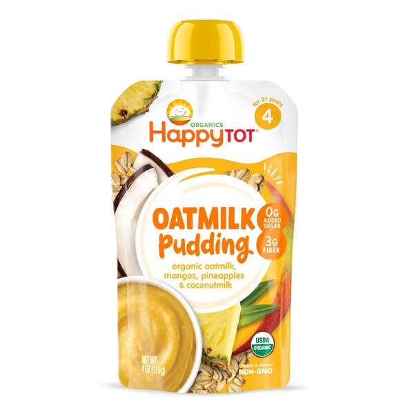 Happy Family Oatmilk Pudding Pouch, Oatmilk, Mangos, Pineapples, Coconutmilk, 4 OZ