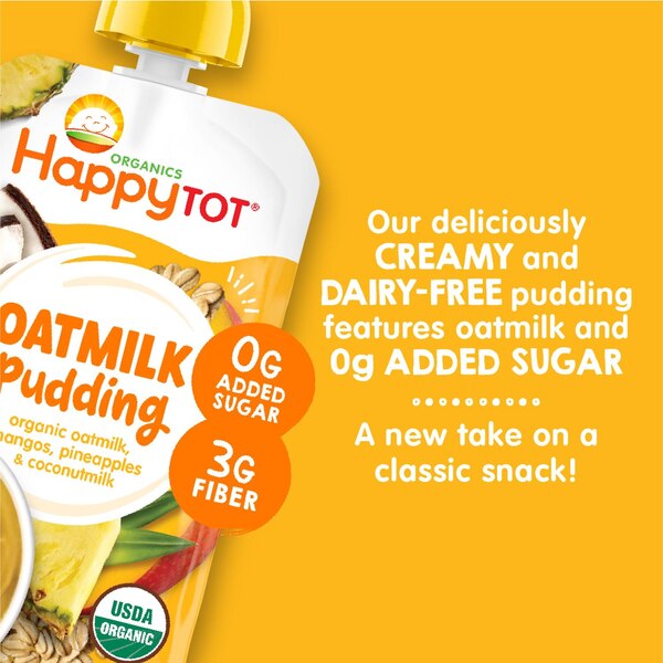 Happy Family Oatmilk Pudding Pouch, Oatmilk, Mangos, Pineapples, Coconutmilk, 4 OZ