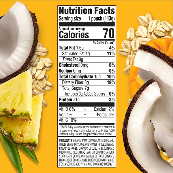Happy Family Oatmilk Pudding Pouch, Oatmilk, Mangos, Pineapples, Coconutmilk, 4 OZ
