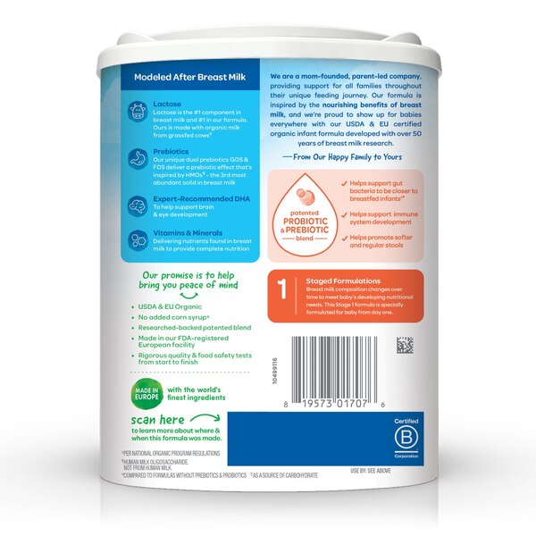 Happy Baby Organic Infant Formula Powder, 22.9 OZ