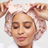 Kitsch Recycled Polyester Luxe Shower Cap, Blush Dot, thumbnail image
