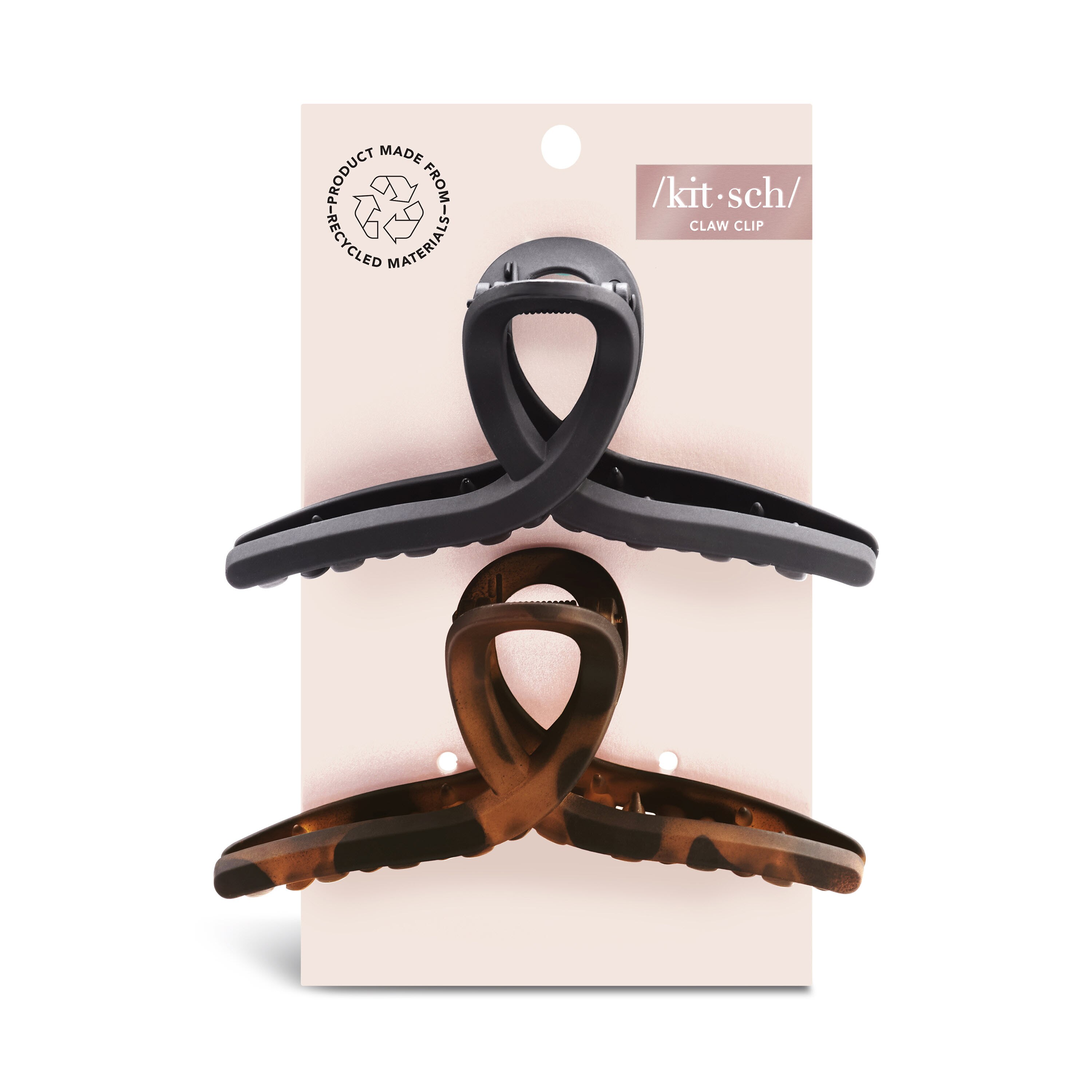 Kitsch Recycled Plastic Large Loop Claw Clips, Black/Brown