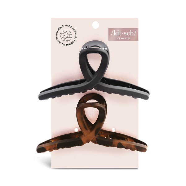 Kitsch Recycled Plastic Large Loop Claw Clips, Black/Brown
