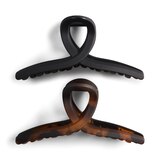 Kitsch Recycled Plastic Large Loop Claw Clips, Black/Brown, thumbnail image