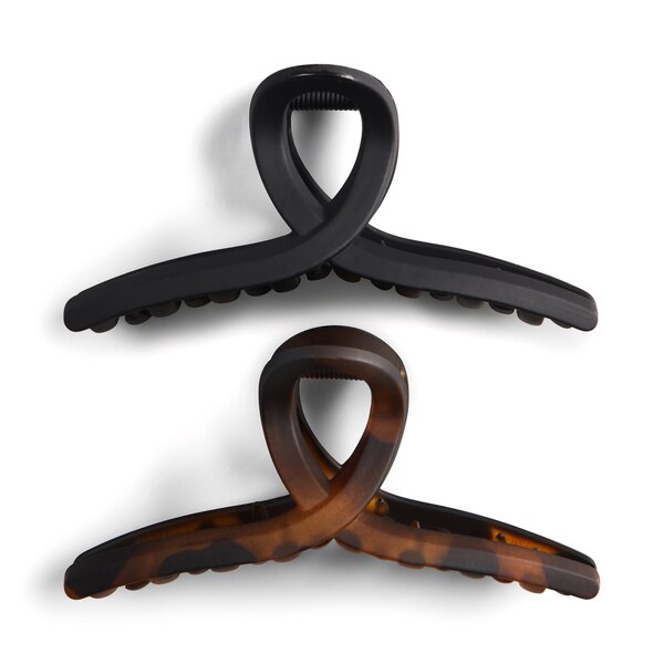 Kitsch Recycled Plastic Large Loop Claw Clips, Black/Brown