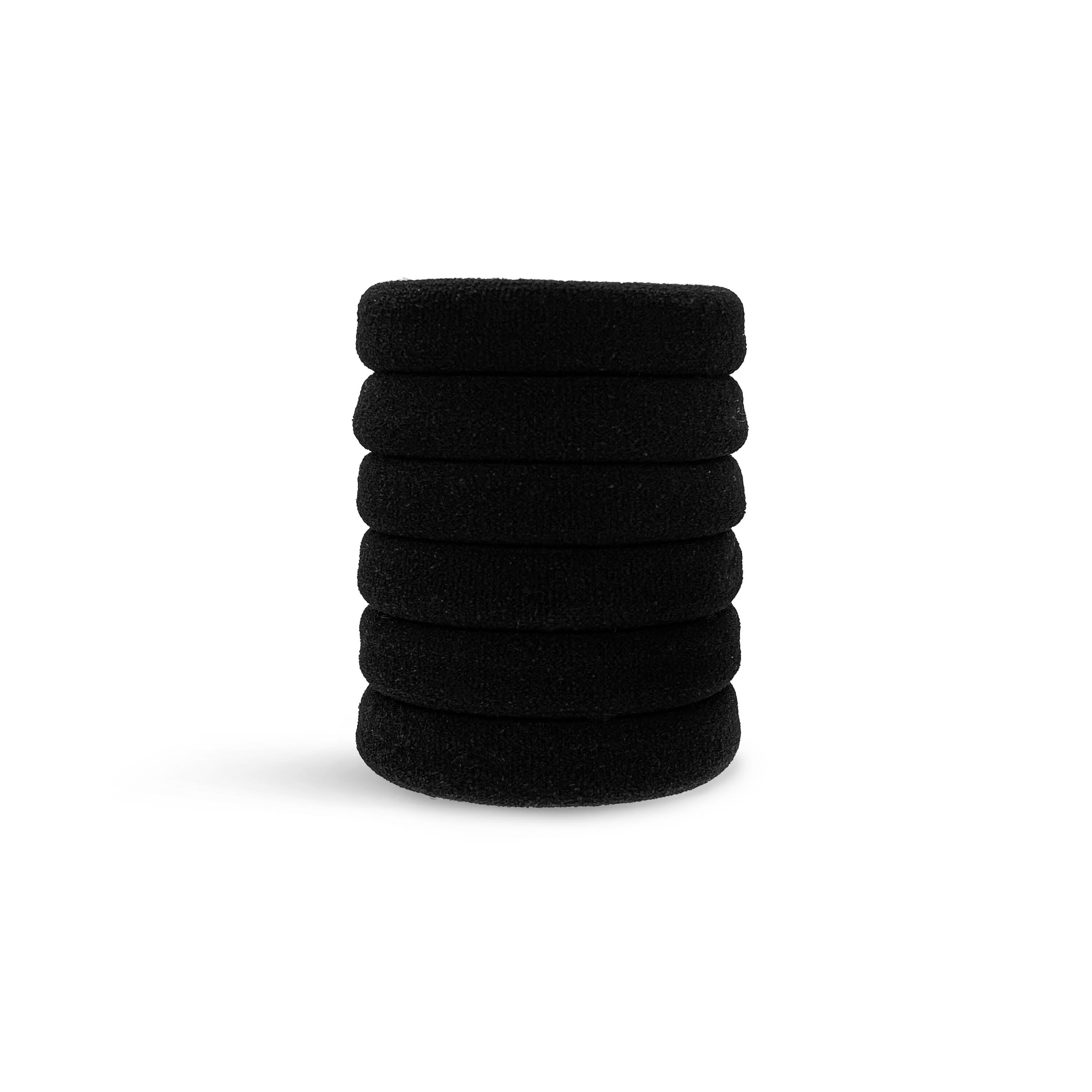 Kitsch Recycled Nylon Black Thick Elastics, 6CT