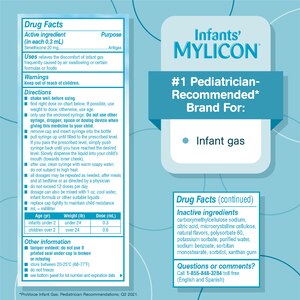 Mylicon Infant Gas Relief Drops Dye Free, .5 OZ
