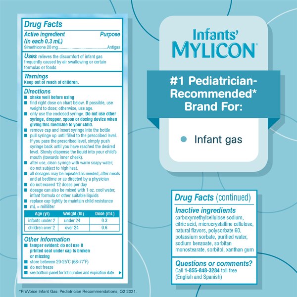 Mylicon Infant Gas Relief Drops Dye Free, .5 OZ