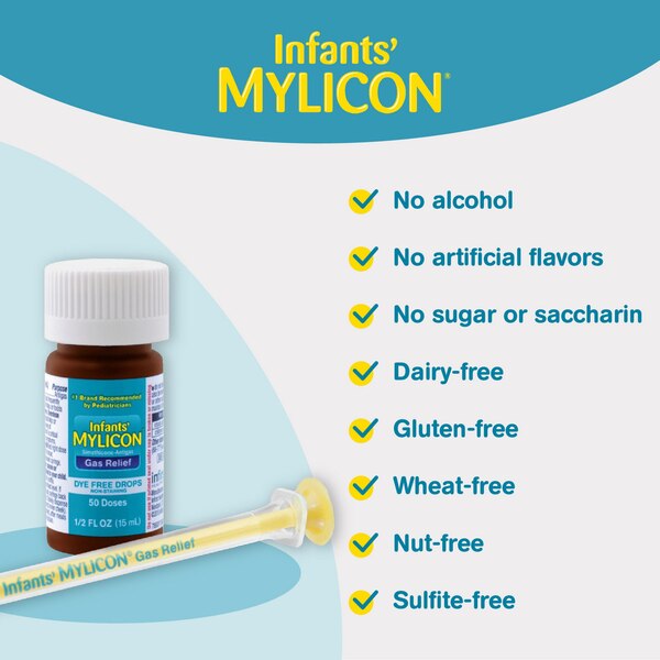 Mylicon Infant Gas Relief Drops Dye Free, .5 OZ