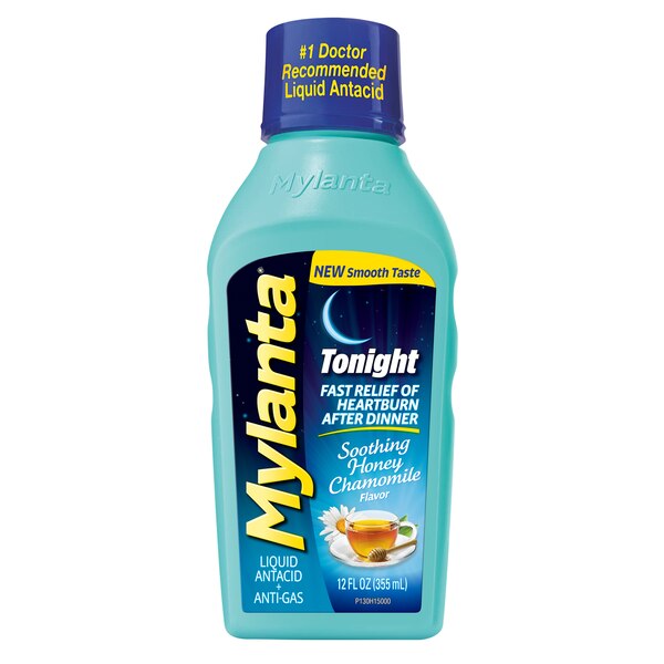 Mylanta Tonight Liquid Antacid + Anti-Gas Relief, Honey Chamomile, 12 FL OZ