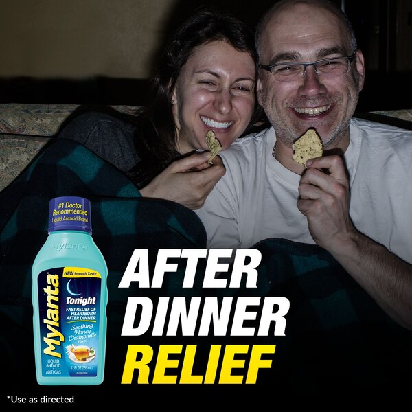 Mylanta Tonight Liquid Antacid + Anti-Gas Relief, Honey Chamomile, 12 FL OZ