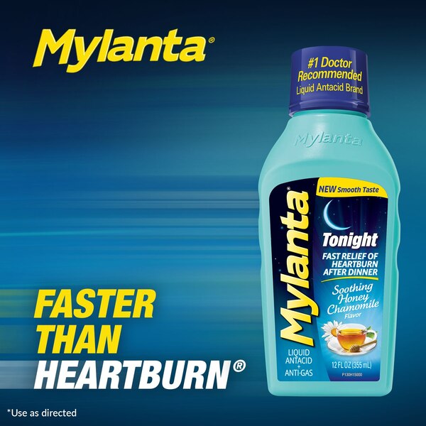 Mylanta Tonight Liquid Antacid + Anti-Gas Relief, Honey Chamomile, 12 FL OZ