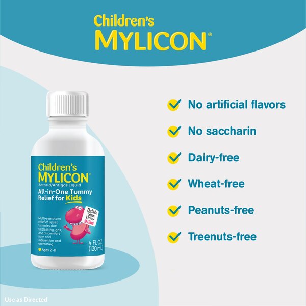 Children's Mylicon All-in-One Tummy Relief for Kids, Bubble Gum Flavor, 4 OZ