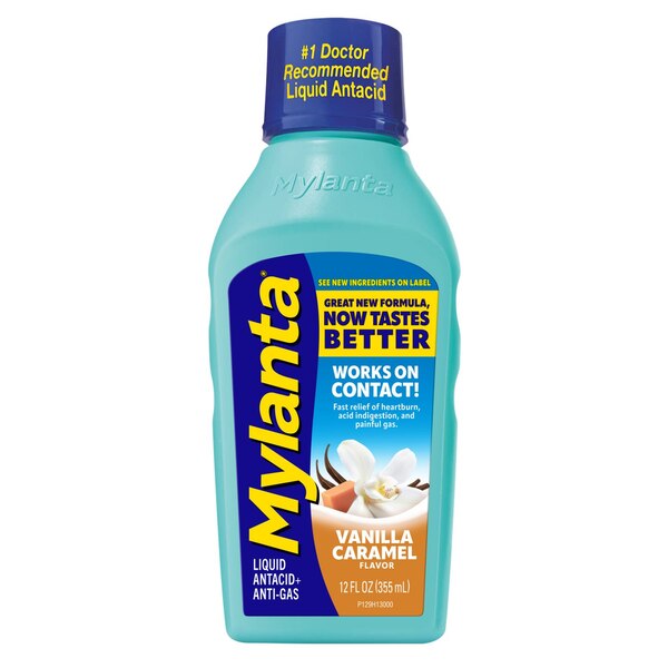Mylanta Liquid Antacid + Anti-Gas Relief, Vanilla Caramel, 12 FL OZ