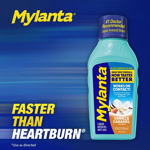 Mylanta Liquid Antacid + Anti-Gas Relief, Vanilla Caramel, 12 FL OZ