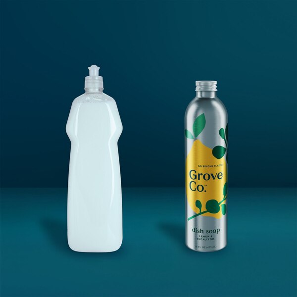 Grove Co. Liquid Dish Soap Refill Aluminum Bottle Lemon Eucalyptus & Mint 16oz