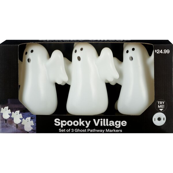 Spooky Village Ghost Pathway Markers, Set of 3, 16 in