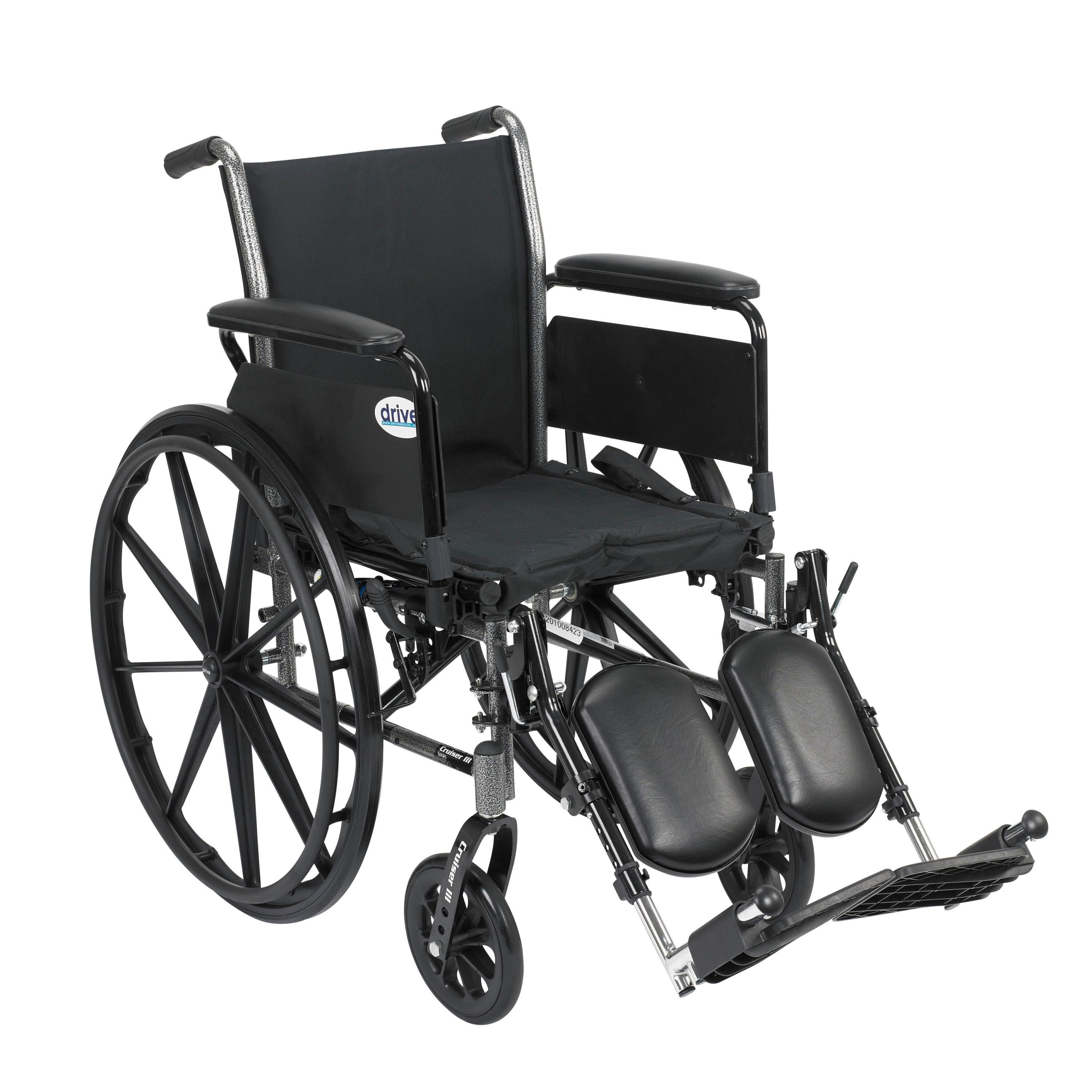 Drive Medical Cruiser III -
Silla de ruedas con apoyabrazos completos extraíbles y abatibles y reposapiés levadizos, 20