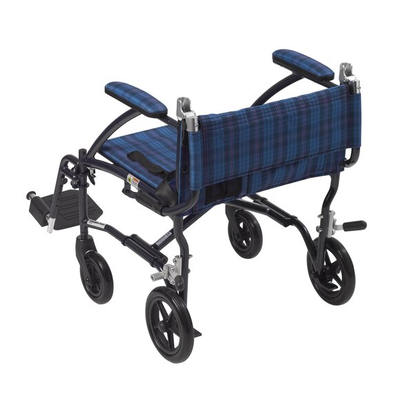 Drive Medical Fly Lite Ultra Lightweight Transport Wheelchair, Blue