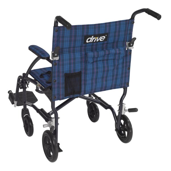 Drive Medical Fly Lite Ultra Lightweight Transport Wheelchair, Blue