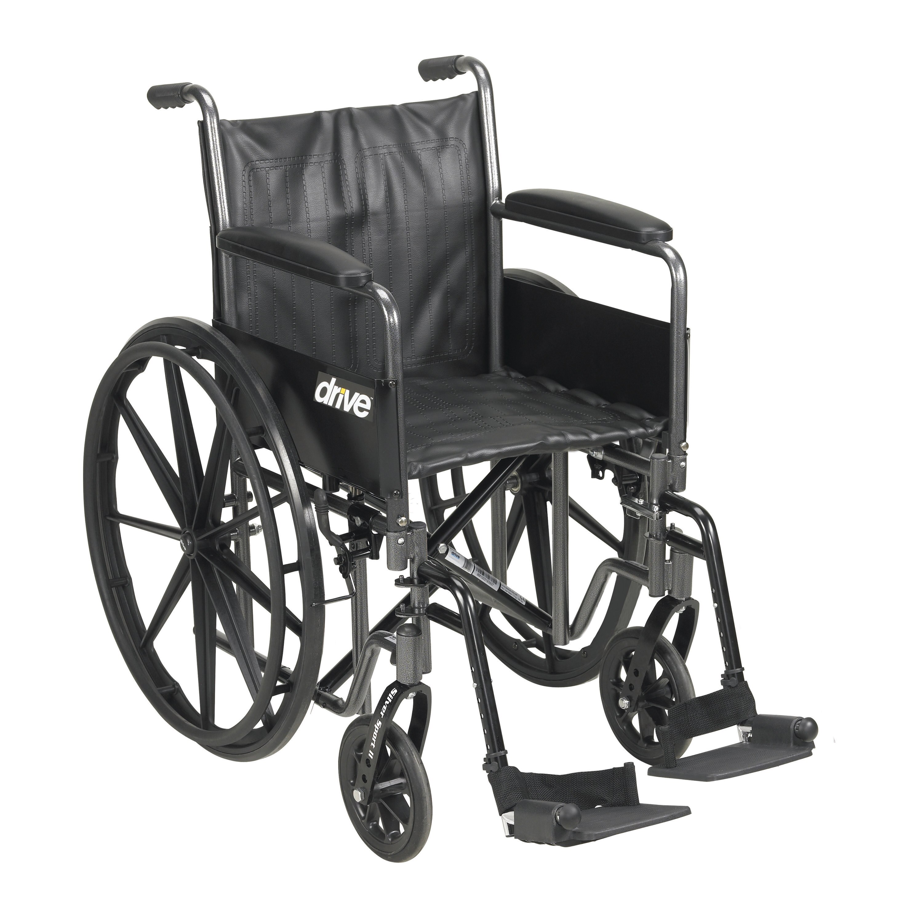 Drive Medical Silver Sport 2 Wheelchair, Detachable Full Arms, Swing away Footrests