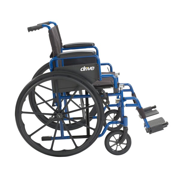 Drive Medical Blue Streak Wheelchair with Flip Back Desk Arms, Swing Away Footrests