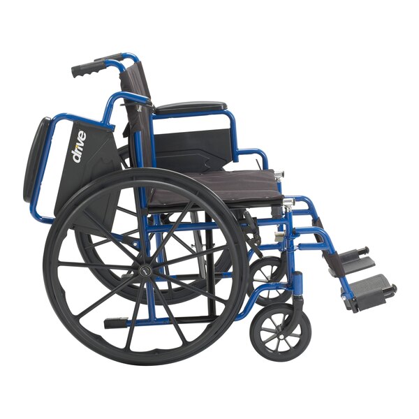 Drive Medical Blue Streak Wheelchair with Flip Back Desk Arms, Swing Away Footrests