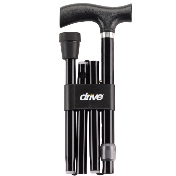 Drive Medical - Bastón plegable resistente, liviano y regulable con mango en T