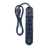 Total Home 4-Outlet & USB Port Surge Strip, Black, thumbnail image