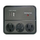 Total Home 3-Outlet & USB Port Wall Block, Black, thumbnail image