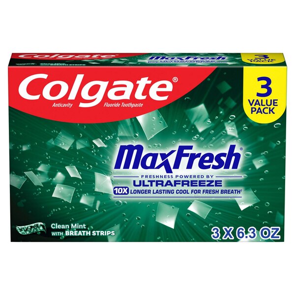 Colgate Max Fresh Whitening Anticavity Fluoride Toothpaste with Breath Strips, Clean Mint