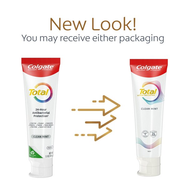 Colgate Total Active Prevention Toothpaste, Clean Mint, 5.1 OZ