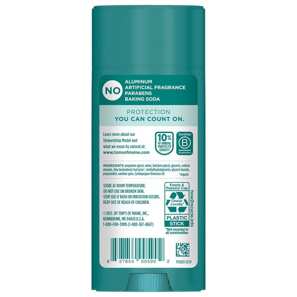 Tom's of Maine Deodorant, Unscented, 3.25 OZ