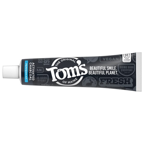 Tom's of Maine Activated Charcoal Anticavity Toothpaste, Peppermint, 4 OZ