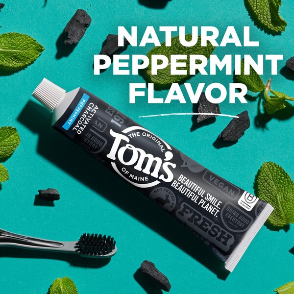 Tom's of Maine Activated Charcoal Anticavity Toothpaste, Peppermint, 4 OZ