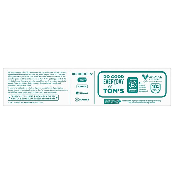 Tom's Of Maine Antiplaque and Whitening Fluoride-Free Natural Toothpaste, Peppermint, 5.5 OZ