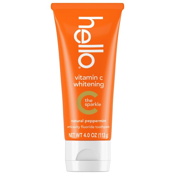 hello Vitamin C Whitening the Sparkle Toothpaste, Natural Peppermint, 4 OZ