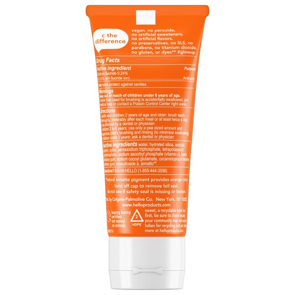 hello Vitamin C Whitening the Sparkle Toothpaste, Natural Peppermint, 4 OZ