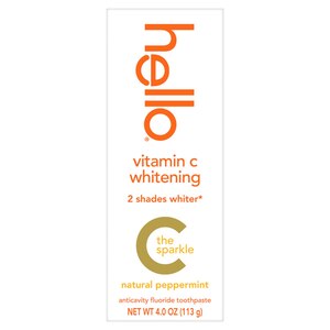 hello Vitamin C Whitening the Sparkle Toothpaste, Natural Peppermint, 4 OZ