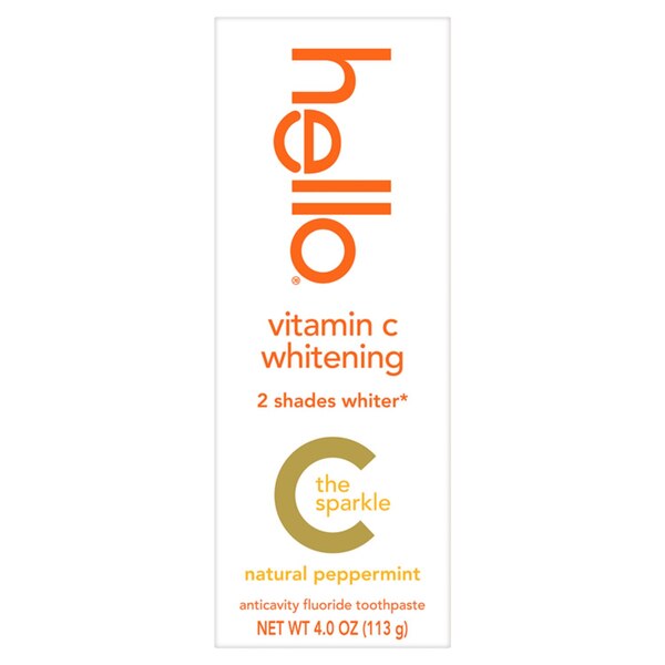 hello Vitamin C Whitening the Sparkle Toothpaste, Natural Peppermint, 4 OZ