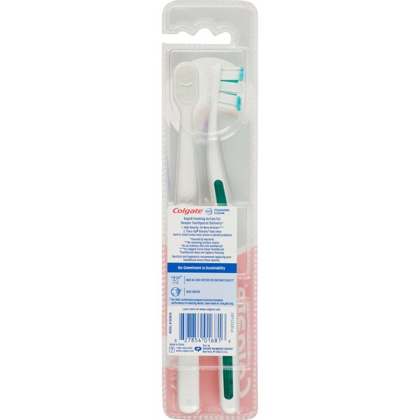 Colgate Foaming Clean Toothbrush, Soft Bristle, 2 CT