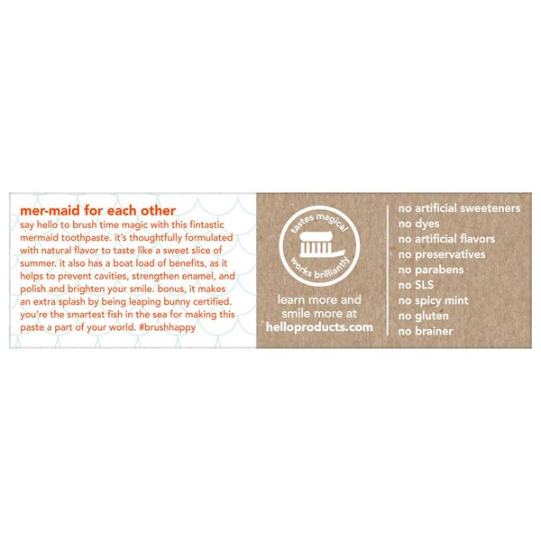 hello kids Magical Mermaid Anticavity Fluoride Toothpaste, Orange Dreamsicle Natural Flavor, Ages 2+