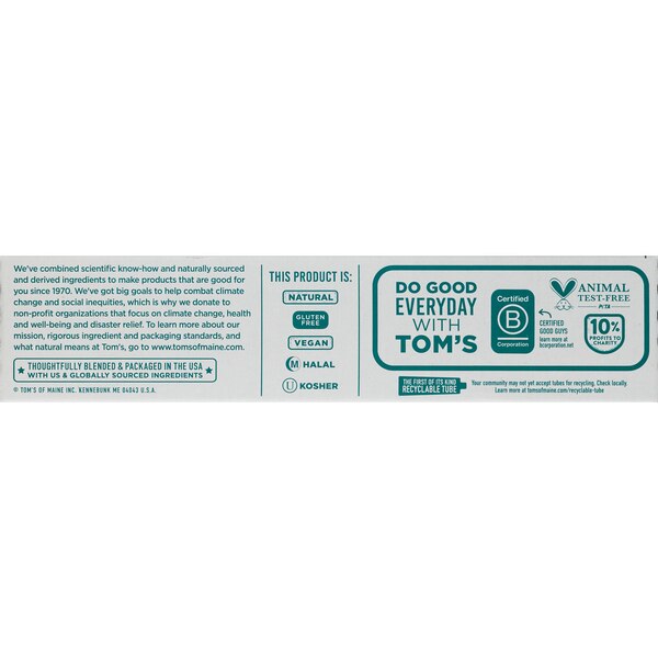 Toms Of Maine Whiten+ Coconut Oil Fluoride Free Toothpaste, Gentle Mint, 4 OZ