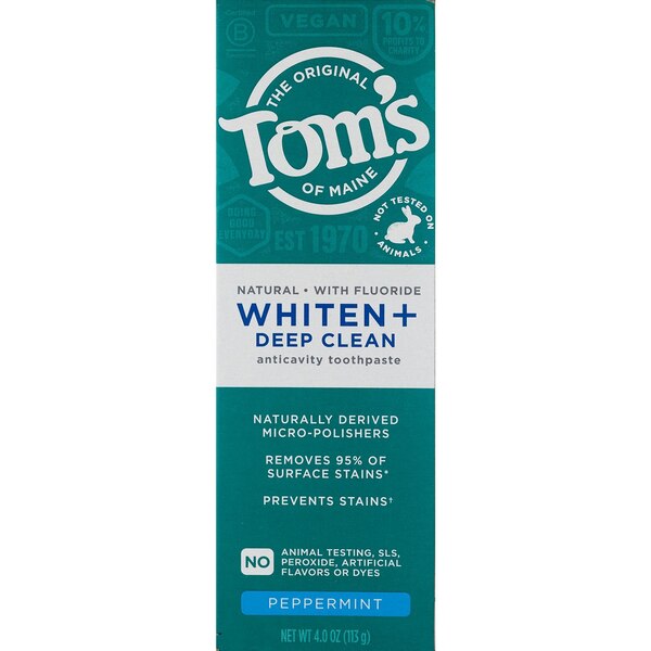 Toms Of Maine Whiten+ Deep Clean Anticavity Toothpaste, Peppermint, 4 OZ