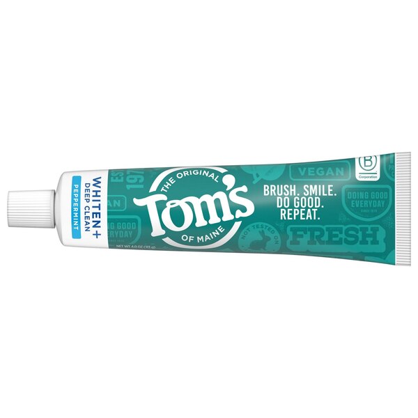 Toms Of Maine Whiten+ Deep Clean Anticavity Toothpaste, Peppermint, 4 OZ