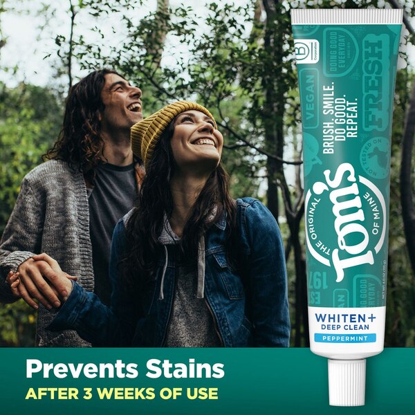 Toms Of Maine Whiten+ Deep Clean Anticavity Toothpaste, Peppermint, 4 OZ